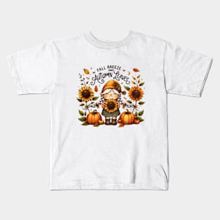 Fall Breeze And Autumn Leaves Kids T-Shirt